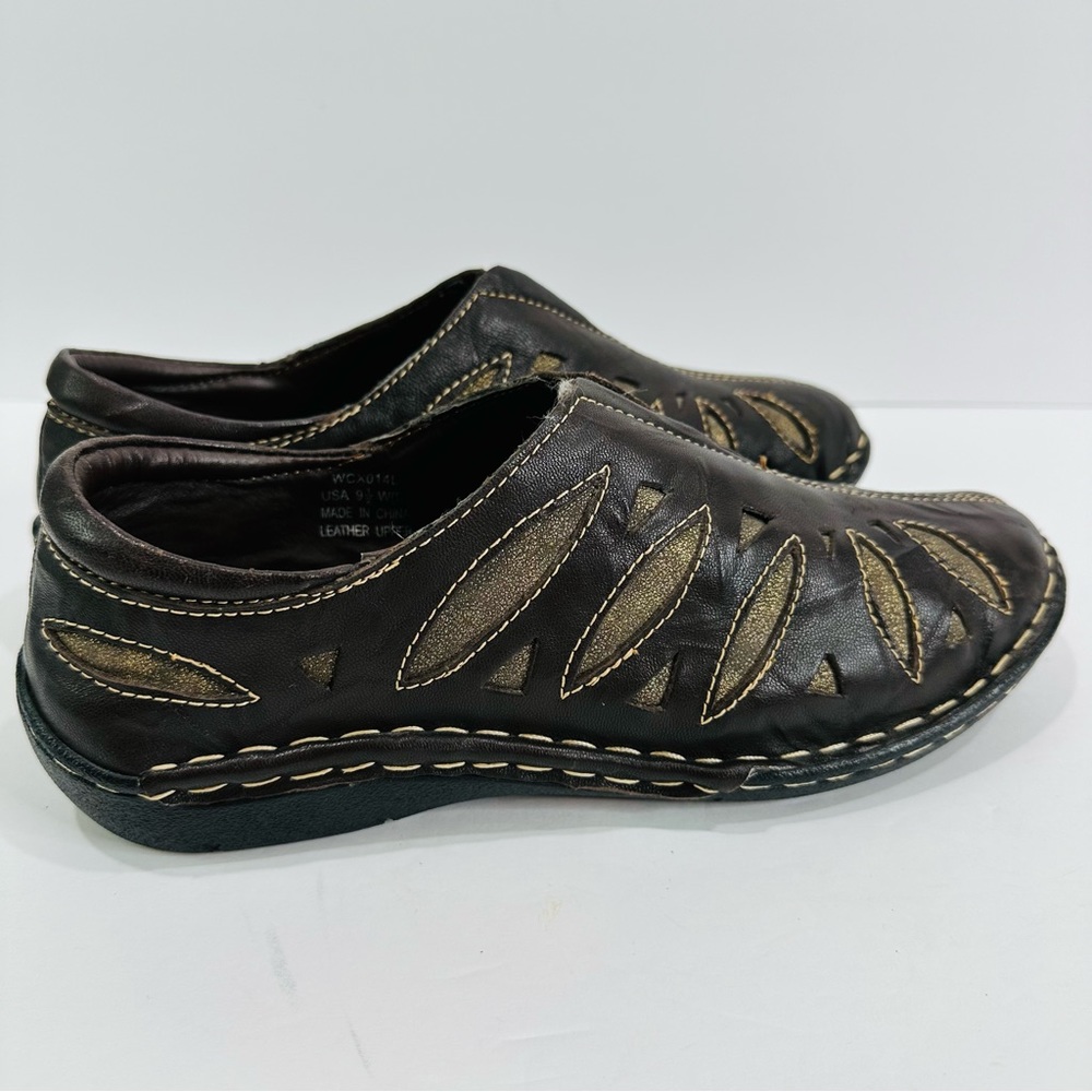 💚 PROPET BROWN LEATHER CAMEO SLIP ONS LIKE NEW WOMENS SIZE 9.5 COMFORTABLE - Picture 2 of 9